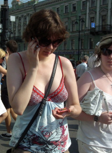 Candid street boobs